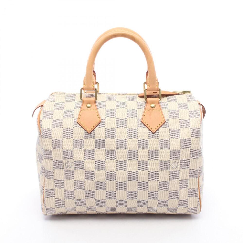 Louis Vuitton Speedy 25 Handbag, Coated Canvas and Leather, Damier Azur Patte...